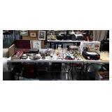 Group- Silver chest, cameras, silverplate, candle