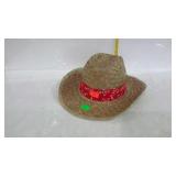Straw hat with red hat band - code LY