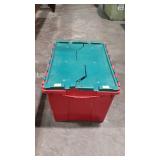 Red & green tote with locking lid - 12 gallon