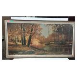 Oil on board painting of woods, measures 52