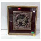 Asian themed puff fabric wall art with beaded