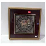 Asian themed puff fabric wall art with beaded