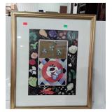 Framed print of vegetables, measures 32 inches