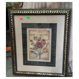 Framed French themed decor print. 24"×28".