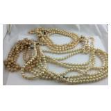 Group of beaded pearl necklaces and a bracelet