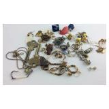 Group of costume jewelry, earrings, necklaces,