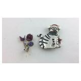 Rose/butterfly broach and car Christmas broach