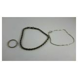 Two sterling bracelets and a sterling ring size 7