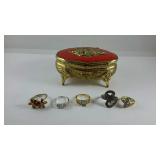 Dresser box with a few costume rings