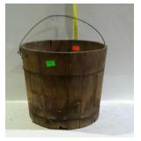 Wooden bucket with wire bail handle - 13" diameter