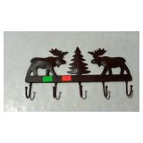 Metal wall decor coat hook with moose design -