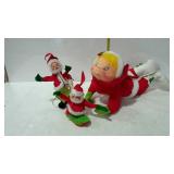 Annalee dolls, lot of three - 2 small Santa Claus,