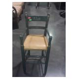 Kids painted high chair, has Alan painted on it