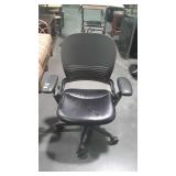 All black leather office chair, matches lots