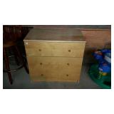 Three drawer wooden filing cabinet, measures 32