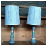 Pair of ceramic lamps. Painted blue with blue