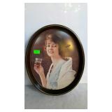 Oval, tin Coca-Cola tray. 12"×15". Dated 1973.