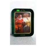 Rectangular Coca-Cola Santa tin tray. Ohio Art,