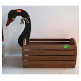 Wooden planter with duck head