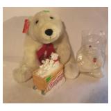 Coca-Cola lot. Two Stuffed bears and a ceramic