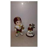 Two Redskins pieces. Ceramic player and snowman