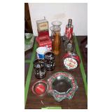 Coca-Cola group: mugs, glasses, radio, clock,