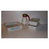 Kitchenwares. Two covered icebox containers,