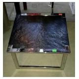 Chrome and slate occasional table, measures 20 x