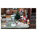 Christmas decor group to include 32" icy fiber