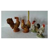 Chicken group, two pair ceramic rooster and