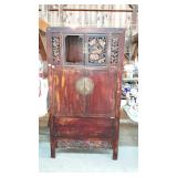 Asian style cabinet with brass hardware, winter