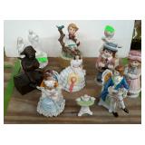 People figurines lot - three are music boxes, one