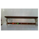 Home decor wall shelf with plate groves, brass