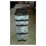 Plastic 4 stack drawer storage unit/craft cart on