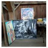 Wall art, three abstract paintings - 48 x 36