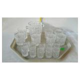 Crystal - Ice bucket, seven high ball glasses,