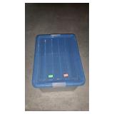 11 gallon clear tote with blue lid - code LY