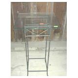 Glass top metal plant stand/side table, measures