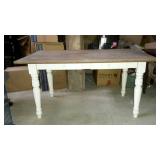 Farmhouse style table with natural top and