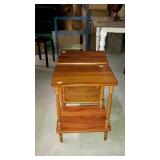 Maple finish end tables with under shelf and