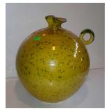 Home decor vase, bowl style with handle green and