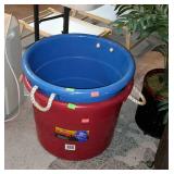 Two plastic muck buckets