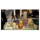 Group lot of candles and candle holders