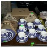 Blue willow cups and saucers