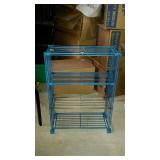 Folding metal shelves, 22 x 9 x 30, painted blue