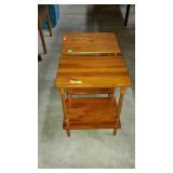 Maple finish side table with under shelf and