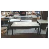 Faux marble coffee table, on wooden base, 24 x 28