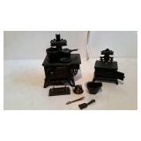 Little cast stove collection, 4" tall one is a
