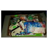 Flat of small hardware items. Gloves, hooks,