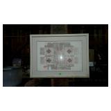 Framed and matted abstract art. 39"×29".